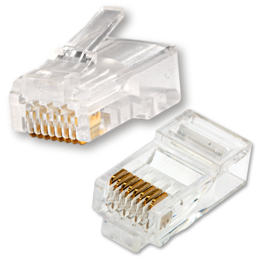 Plug Cat 6 Rj45 100 Pz Baño De Oro 3u Conector Red Utp Cober